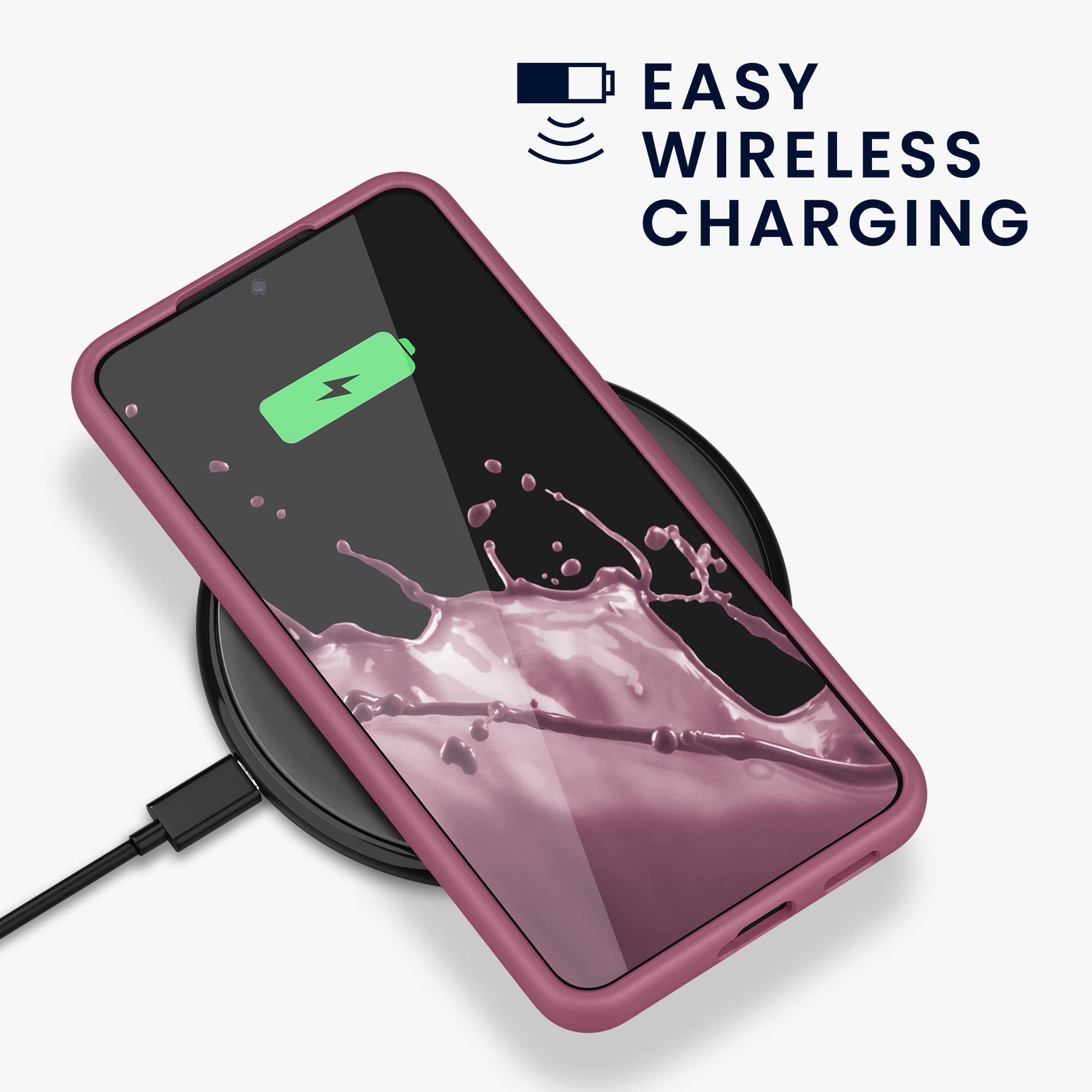 kwmobile Case for Samsung Galaxy S22 Plus Case - Soft Cover - Shockproof Silicone - Wireless Charging Dark Rose — view 5
