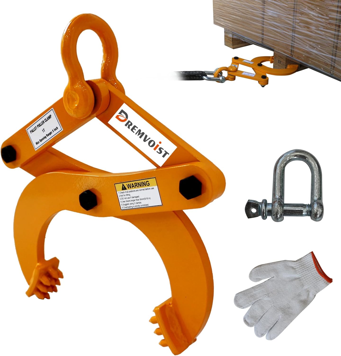 Industrial Pallet Puller Clamp,2204LB Grabber Hook Heavy Duty Steel Single Scissor for Pulling Pallets,6.1'Jaw Opening,for Forklift Chain,Stump Puller,Handling Stump Puller Pulling Hoisting