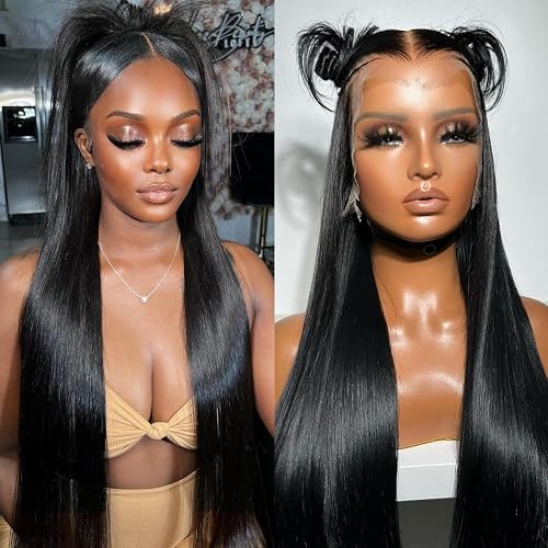 Miss Flower 250 Density Glueless 13x6 Lace Front Wigs Straight Human Hair