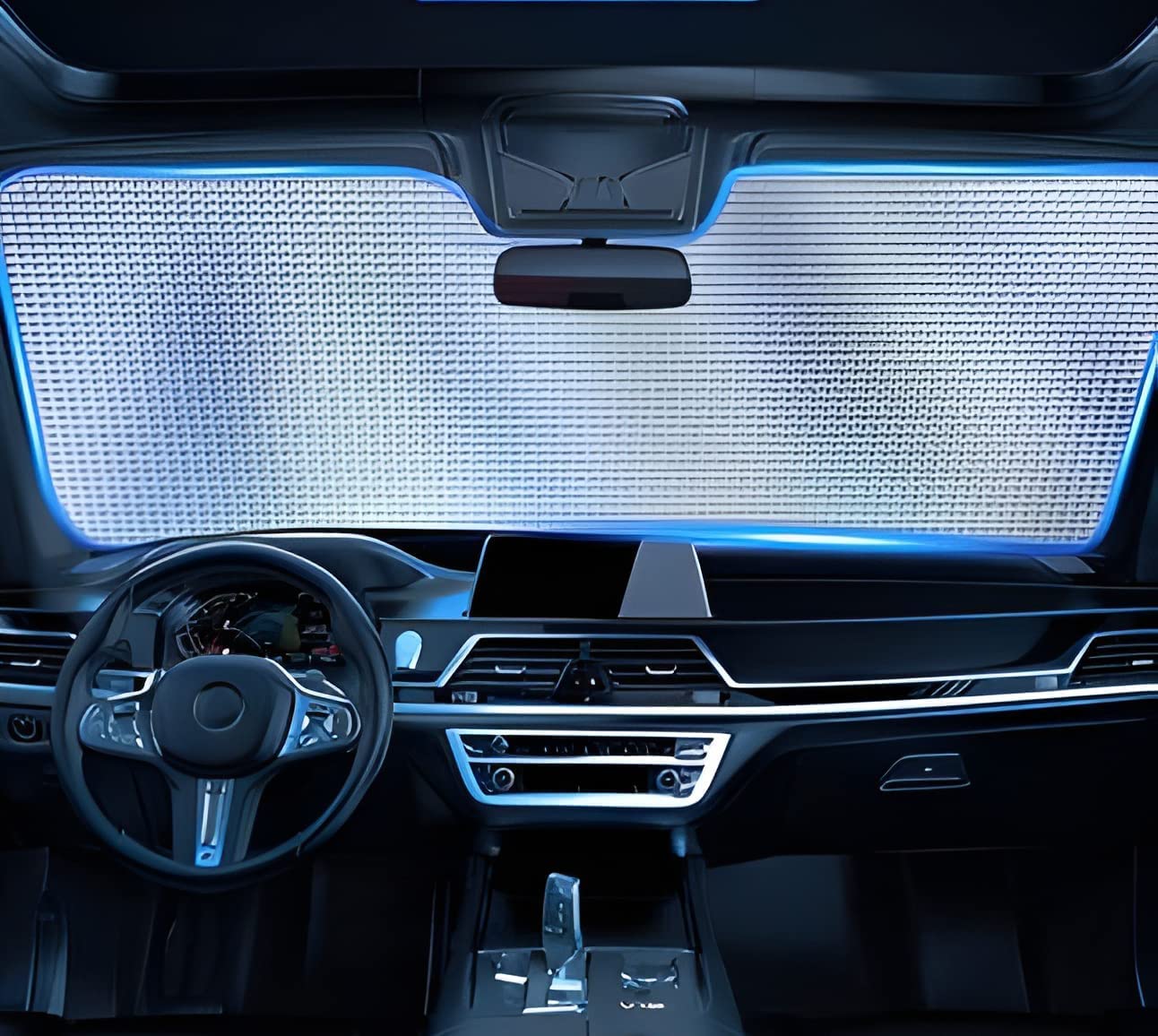 LEIVESTE - Parasole per auto Parabrezza interna pieghevole con elastici e ventose, coperture per sole contro i raggi UV (Blu)