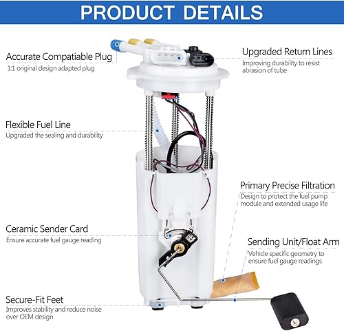 Miniatura 3 de FAERSI Conjunto de bomba de combustible con sensor de repuesto # E3992M compatible con Chevy Blazer GMC Jimmy 4 puertas Oldsmobile Bravada 1998 1999