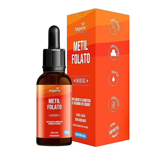 Metilfolato vegan vitamin gotas liquido, Ácido Fólico Ativo, sabor limão, 20 ML, Biogens (Unidade)