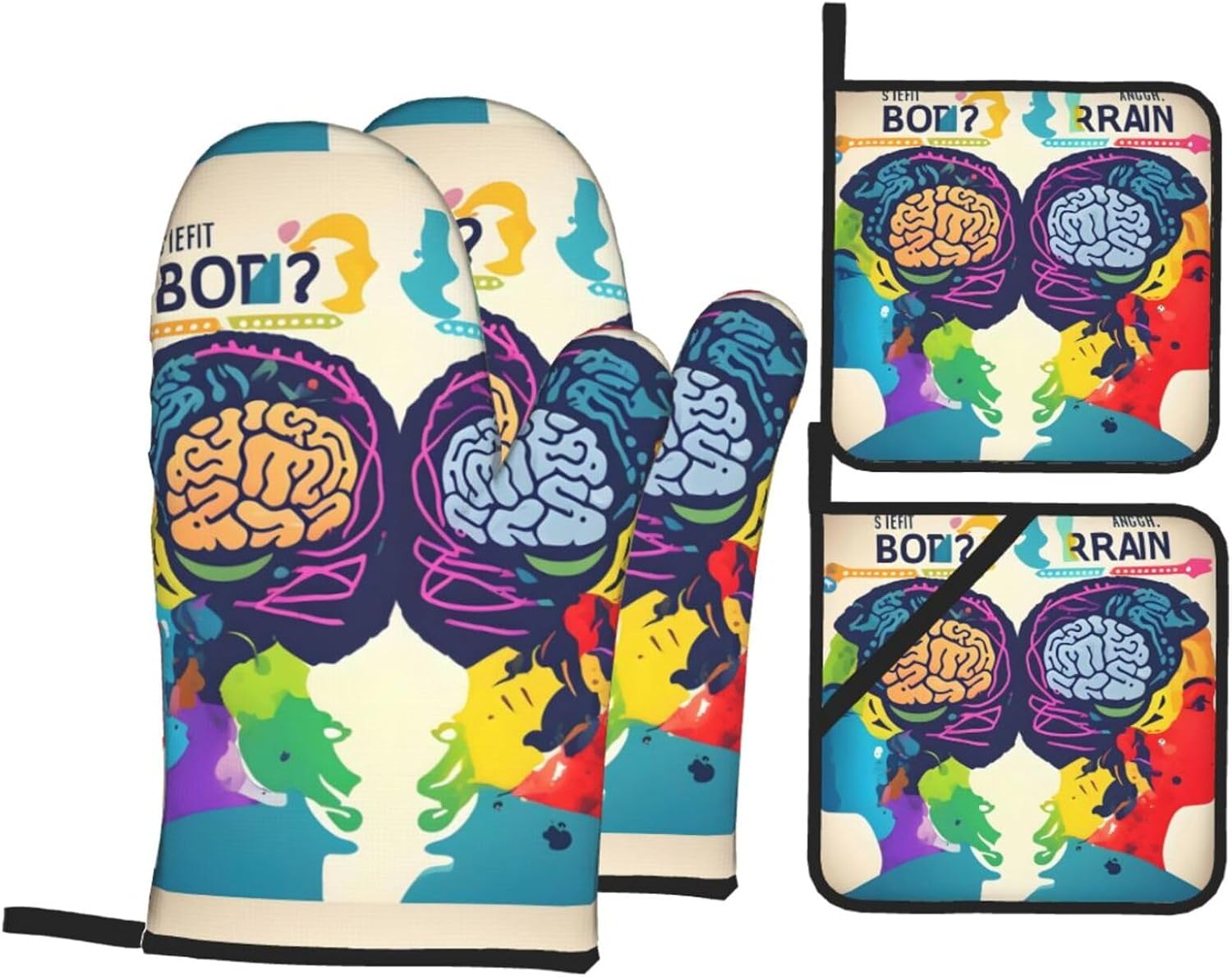 Left and Right Brain Advantage Kitchen baking four piece set, fit for cooking and baking, oven, microwave, and outdoor barbecue