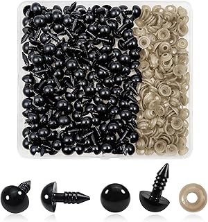 TOAOB 150pcs 10mm Black Plastic Safety Eyes Crafts Safety Eyes with 150pcs Washers for Stuffed Animals Amigurumis Crochet Bears Doll Making