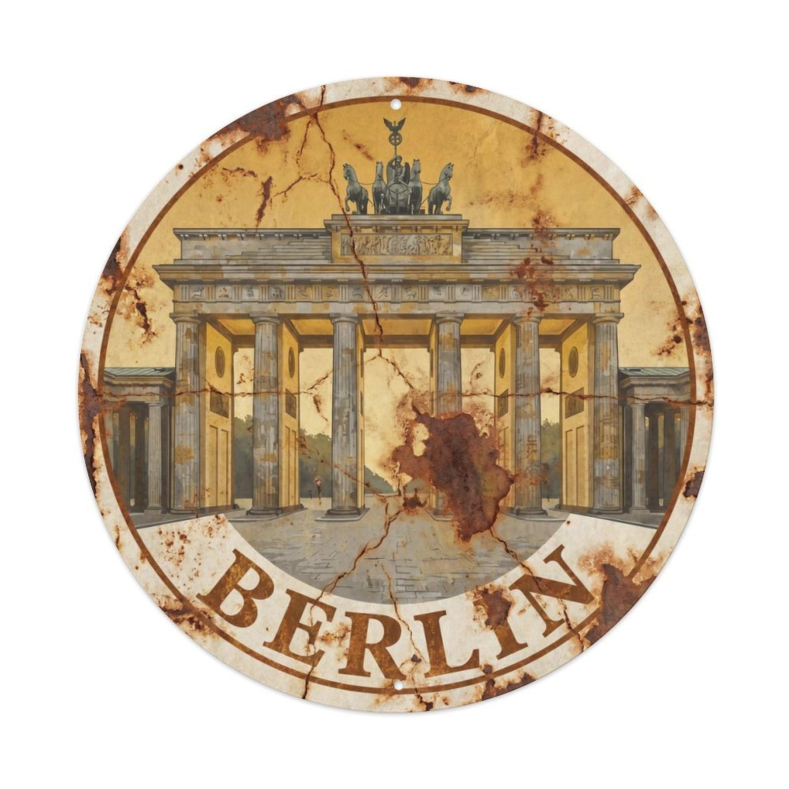Vintage Travel Berlin Brandenburg Gate 2 Metal Tin Sign Plaque