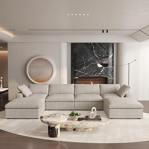 Miniatura 3 de Cloud - Sofá modular con 2 otomanas de almacenamiento, sofá en forma de U de 160.6 pulgadas, sofás convertibles minimalistas de 6 plazas de gran