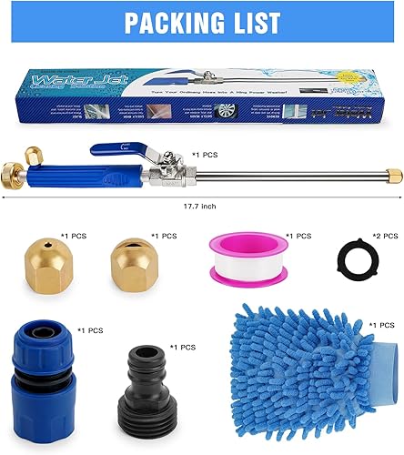 Miniatura 7 de Boquilla de chorro mejorada 2025 con 2 boquillas de alta presión y conectores rápidos para manguera de jardín, boquillas de metal resistente de alta