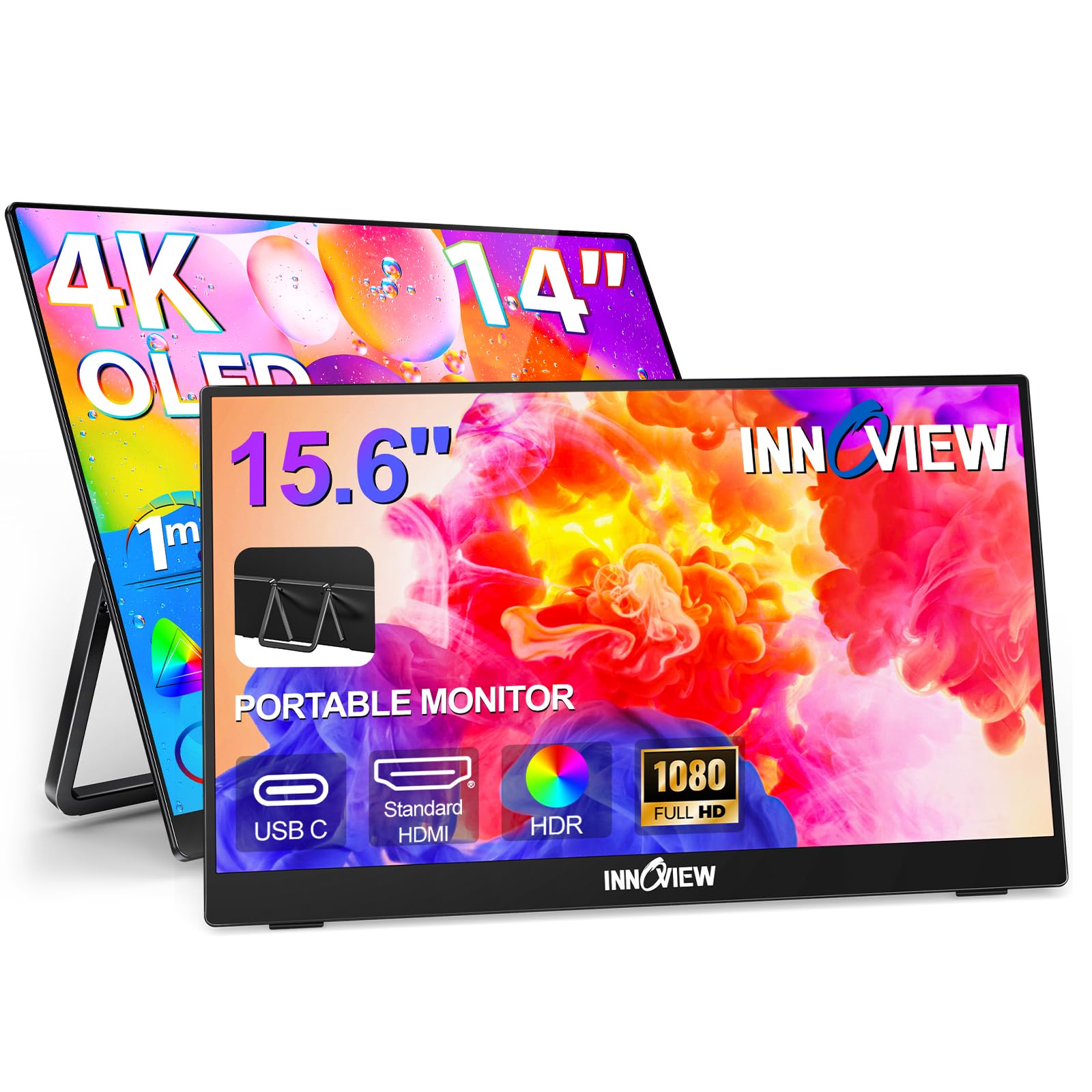 Amazon.com: InnoView 15.6 Inch 1080P 1200:1 Portable Monitor and 14 ...