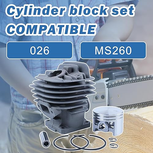 Miniatura 2 de AUMEL 1121 020 1217 Kit de pistón de cilindro de 1.760 in para Stihl 026 MS260 Pieza de motosierra waire combustible aceite filtro línea cojinete