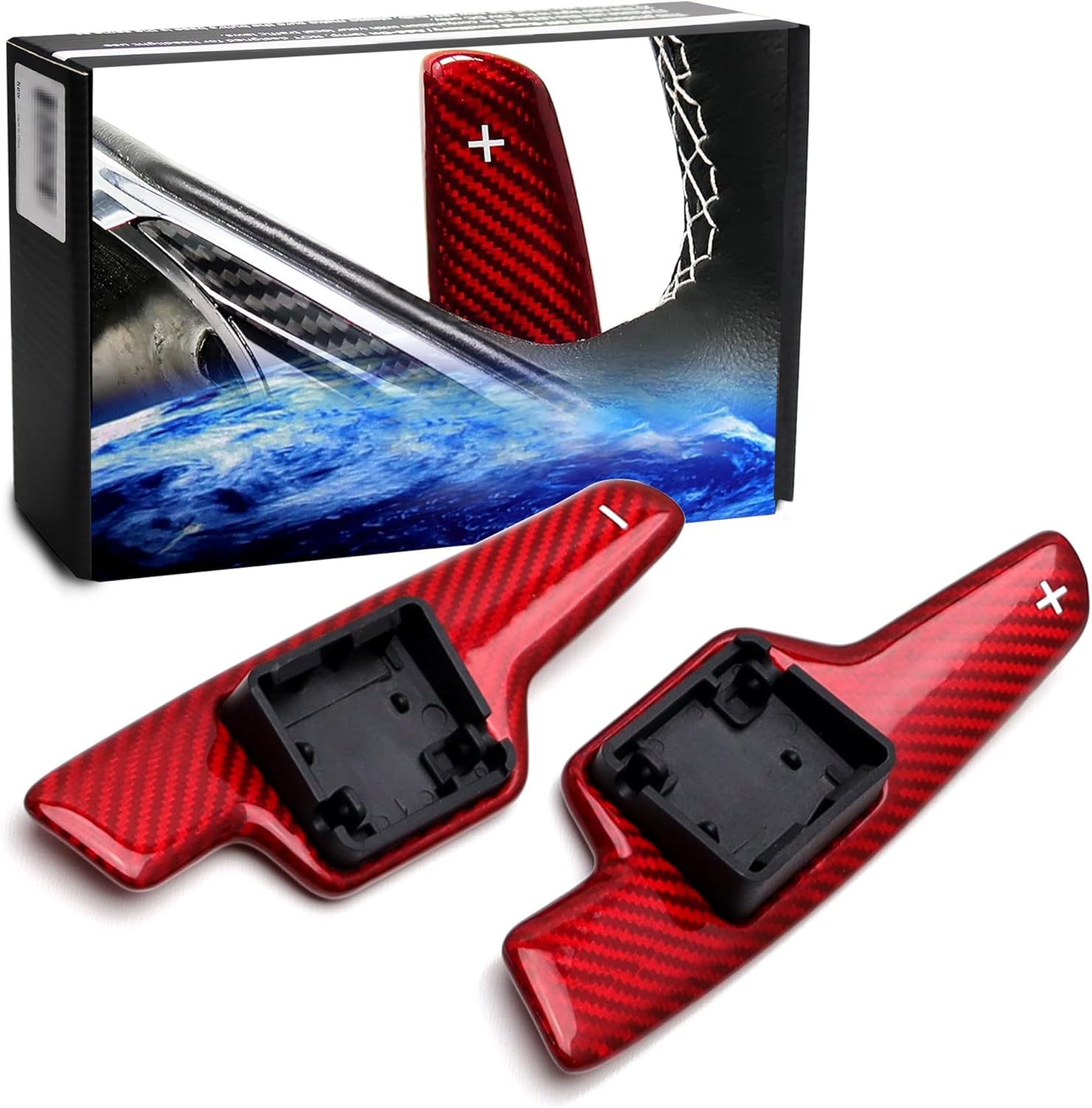 iJDMTOY Gloss Red Genuine Carbon Fiber Larger Paddle Shifter Replacements Compatible with Chevrolet 2020-up Corvette C8