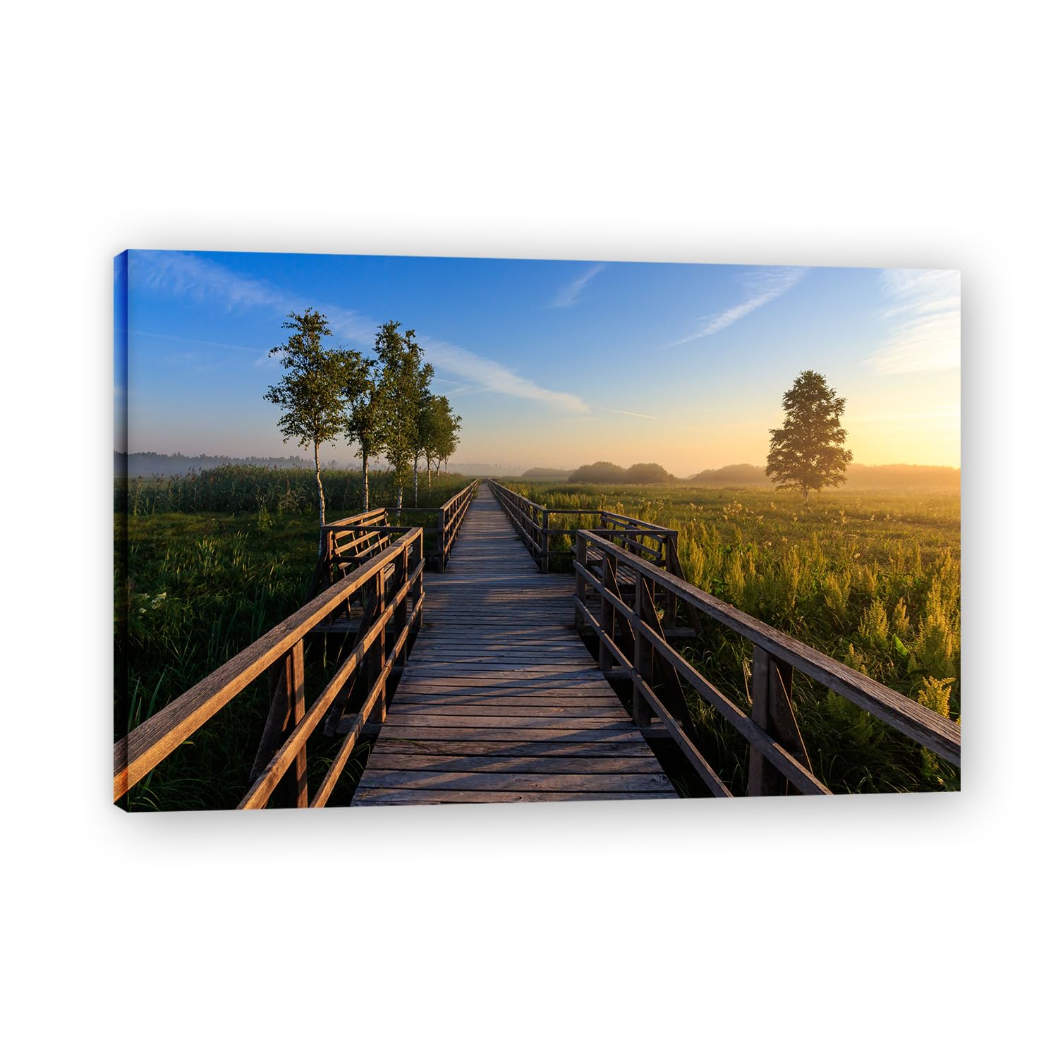 VHdfgTY BoardwalkElegant Mountain Landscape Canvas Wall Art Nature Scenery Home Decor 20x30cm Framed
