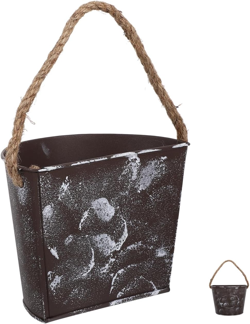 Abaodam Wall Hanging Flowerpot Rustic Iron Wall-Mounted Planter with Durable Rope for Indoor and Outdoor Garden Patio Home Decor 7.08X5.39X4.48 Inch Set of 2