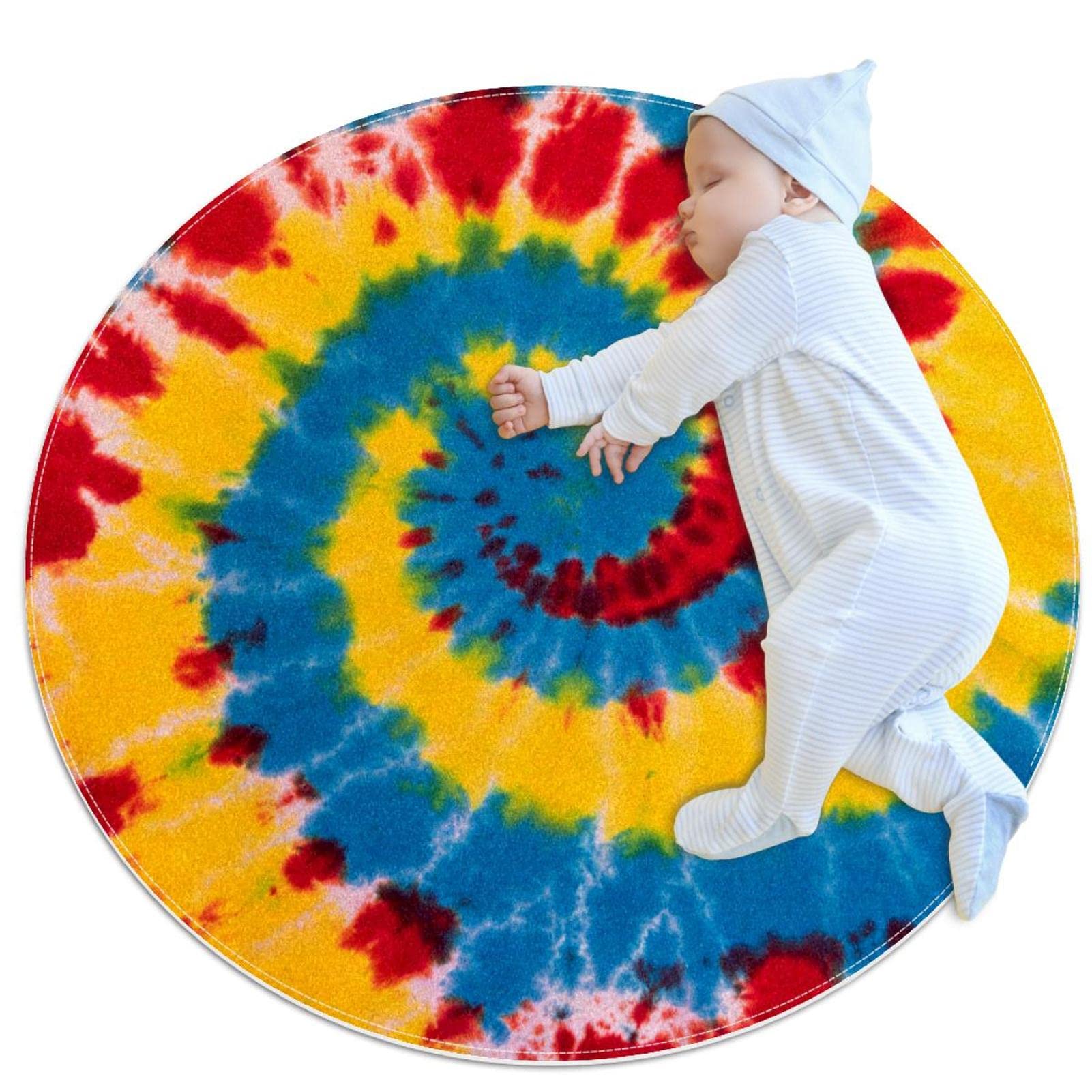 Tapis tie dye JDEZ finitions soignées pour salon et chambre