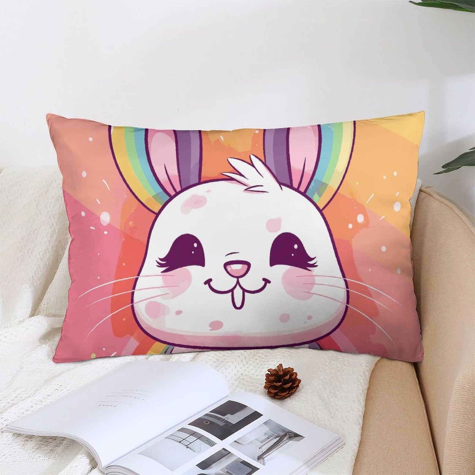 NTVOWPZO Decoration Throw Pillow Covers 12 "x20 Pillowcases Covers Chubby Rabbit Soft Pillowcases Modern Farmhouse Home Decor Sofa Cushions Covers for Couch Bed Living Room