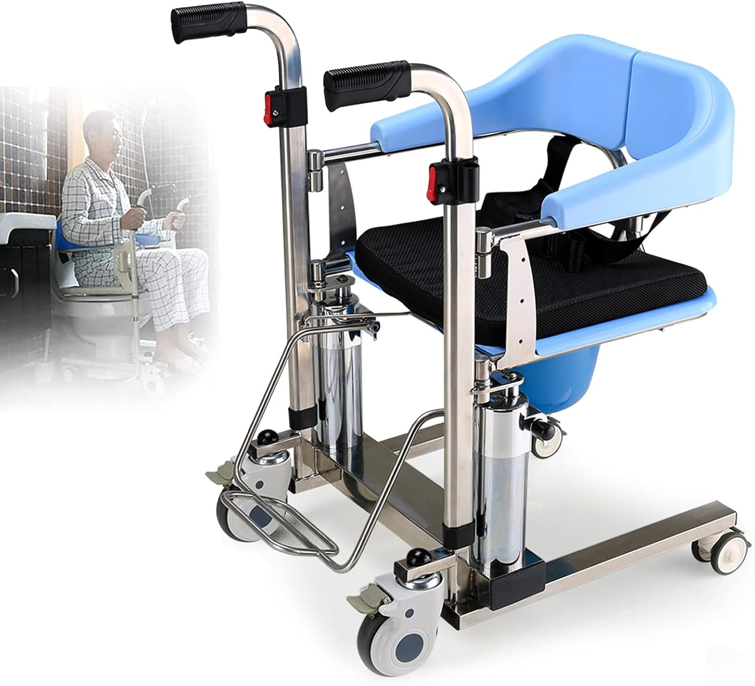 Automatic Patient Lift Wheelchair for Home, Height Adjustable Portable