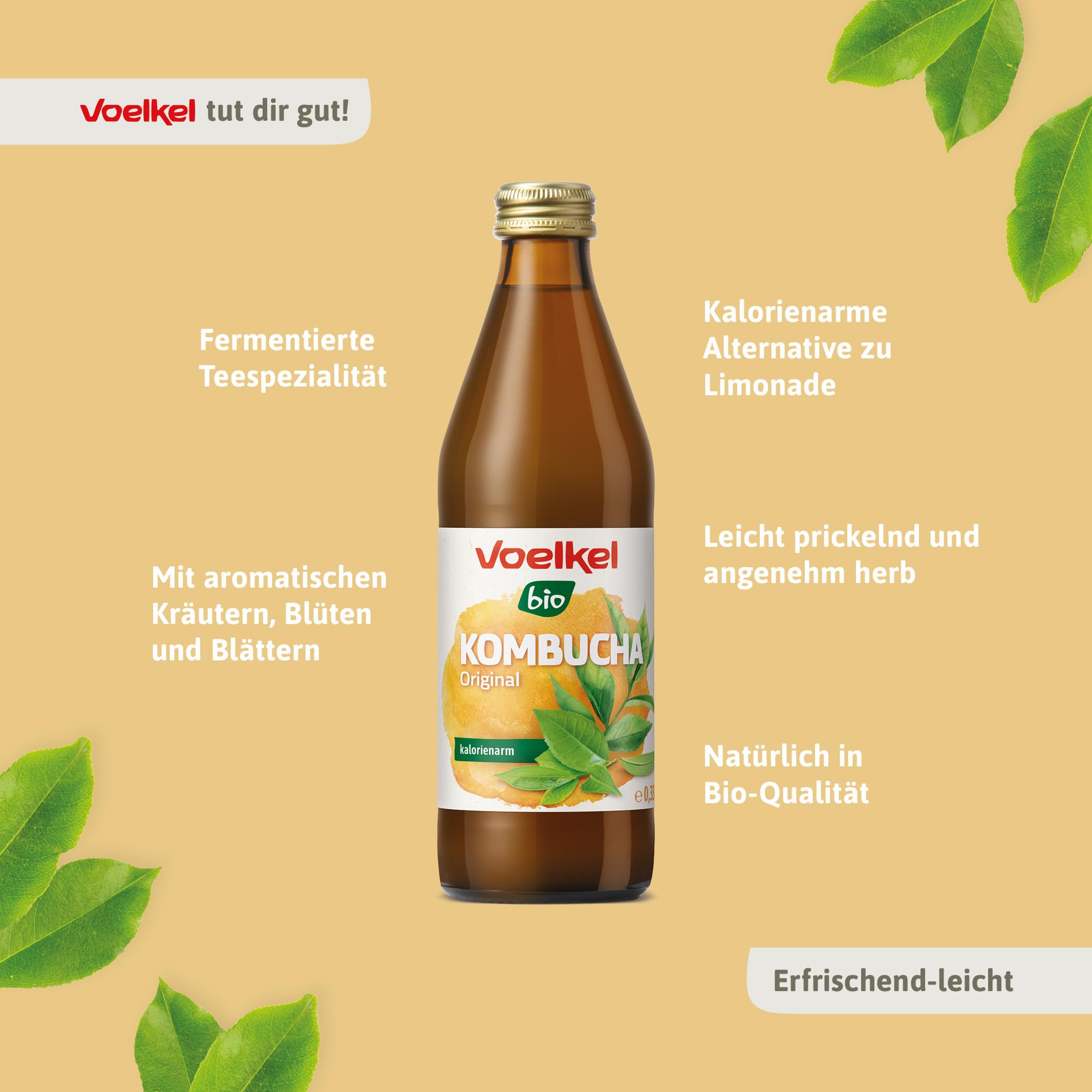 Voelkel Kombucha Original 330ml 12er-Pack | Regionale Bioqualität, Aus Deutschland