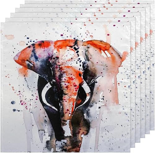 Miniatura 2 de Juego de 4 servilletas de tela de elefante abstracto de acuarela, servilletas lavables de 20 x 20 pulgadas, servilletas de cena para cocina, fiesta,