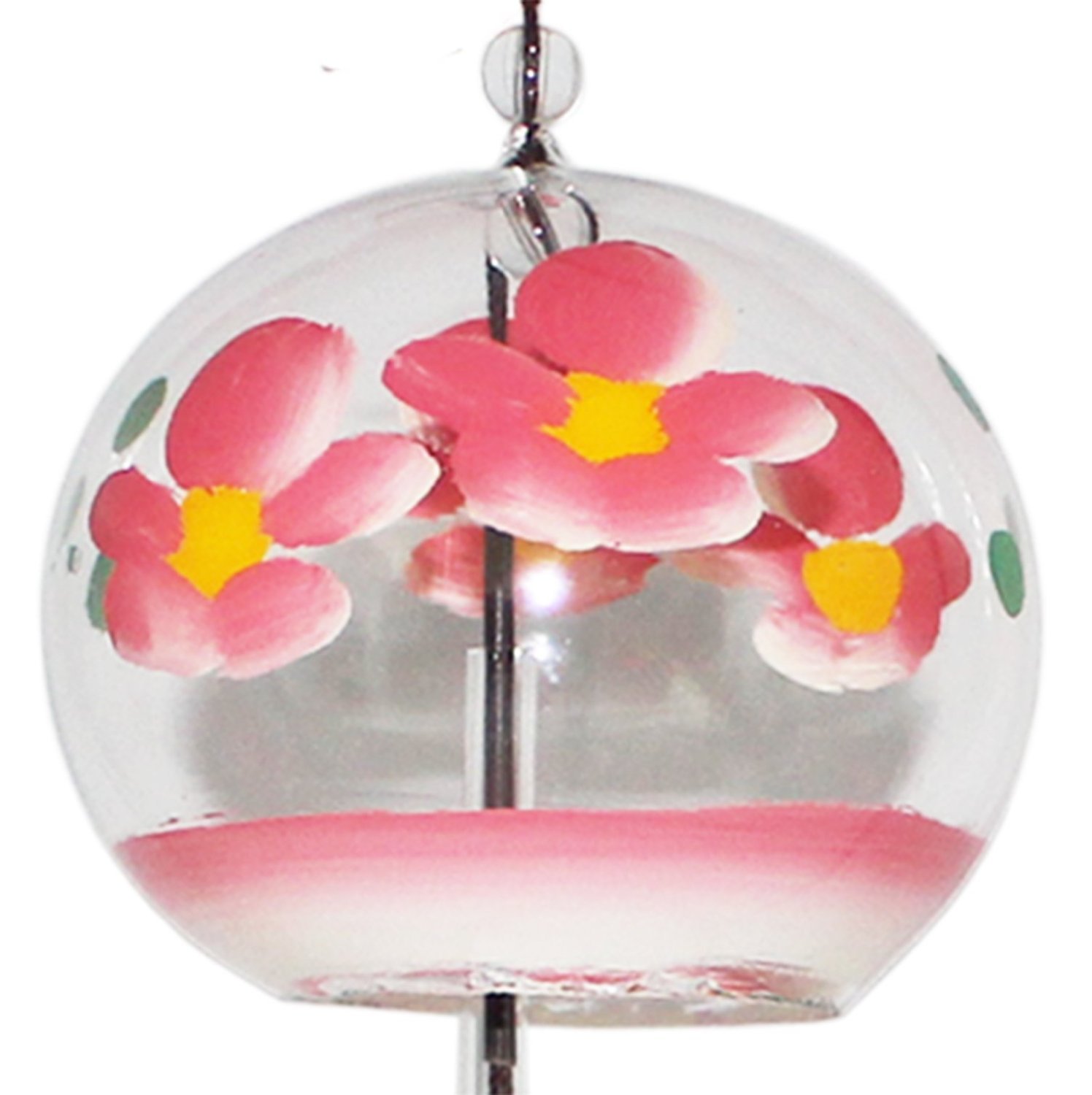 Carillon à vent japonais suspendu clochette verre Fleur Rose décoration intérieure feng shui