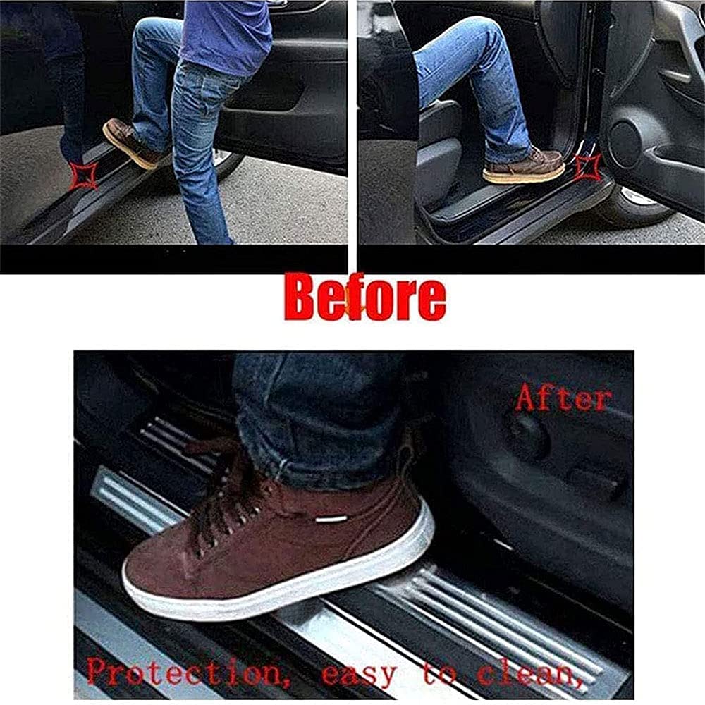 Symilov Battitacco Auto In Acciaio Inox Per Fiat 500L - Protezione Portiere Anti-Graffio | Set 4 Pezzi