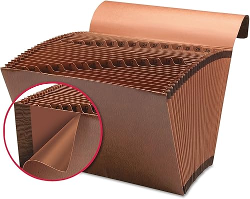 Vista 5 de Smead TUFF - Archivo expansible, 31 bolsillos, diario (1-31), cierre de solapa y cordón, tamaño legal, cuerda roja (70369)