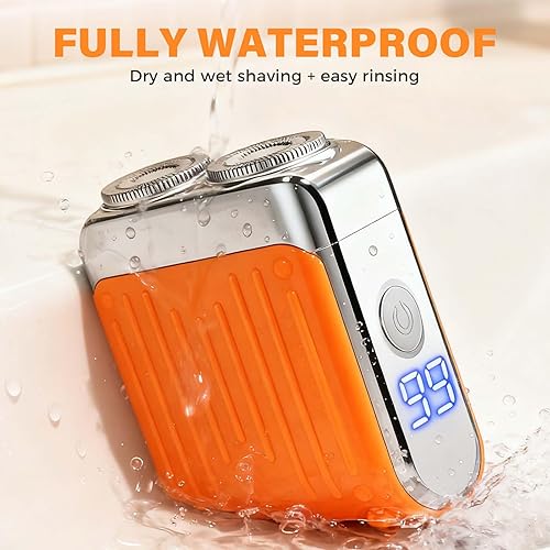 Miniatura 5 de Mini afeitadora eléctrica 2026, afeitadora eléctrica portátil giratoria de doble anillo, maquinilla de afeitar recargable impermeable, mini