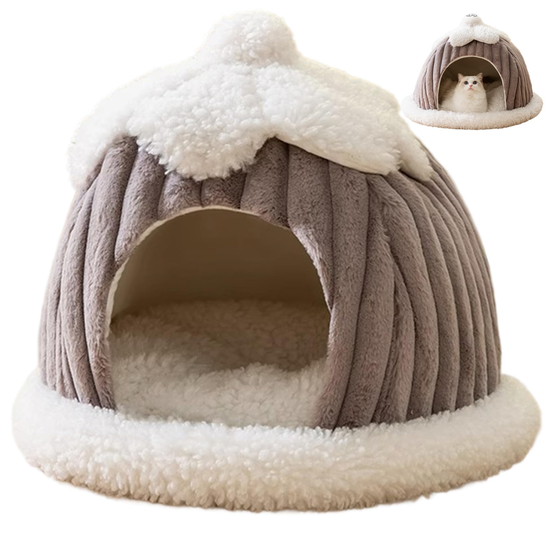 Cuccia per gatti chiusa, calda e coperta, cuccia per gatti con design a calore chiuso, tenda in peluche per animali domestici sotto i 5 kg, accogliente a forma di zucca, per animali domestici ch