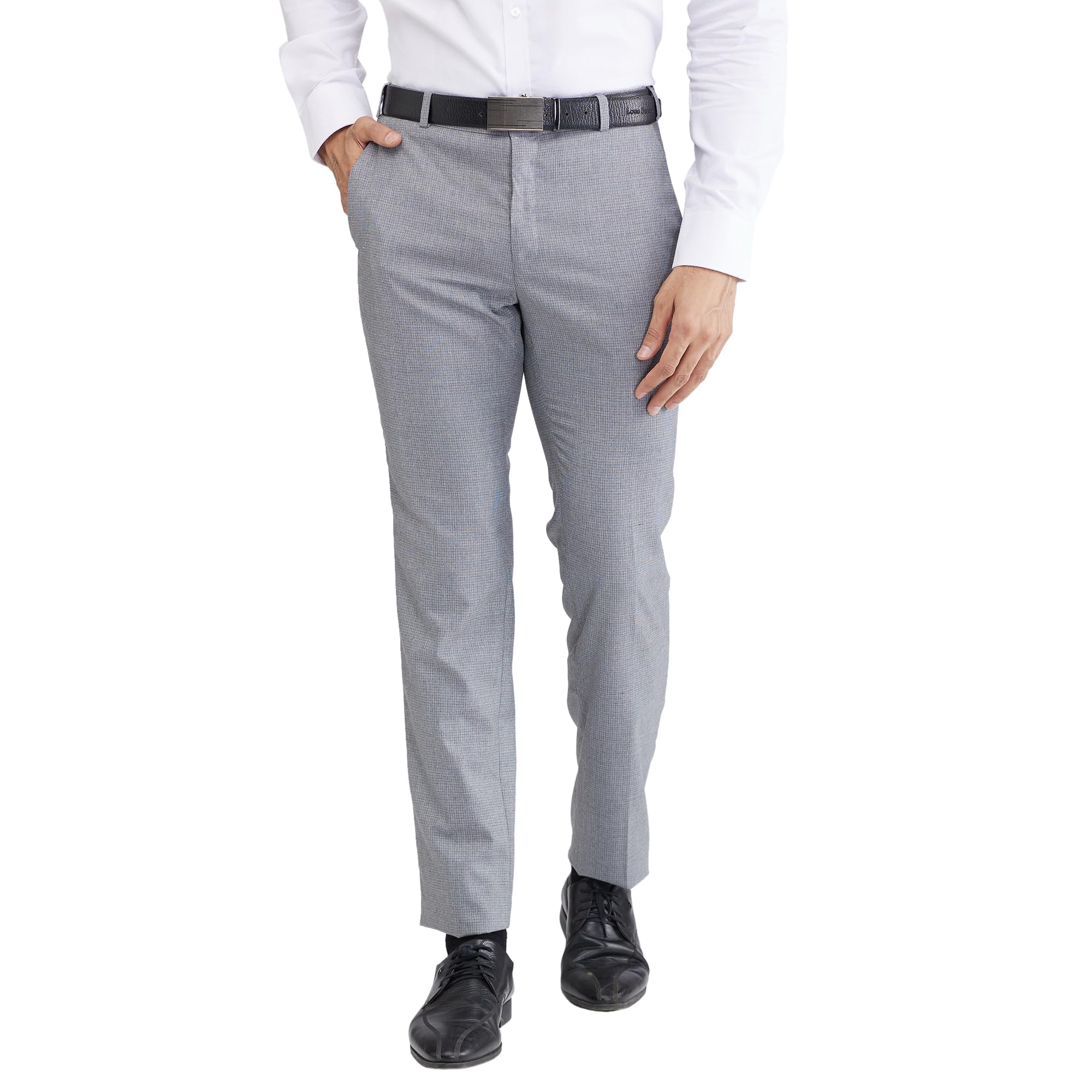 raymond Men's Mid Rise Slim Fit Structure Pattern Poly Viscose Blend Flat Front Formal Trouser-picture-40