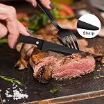 48-Piece Black Flatware Set with Steak Knives for 8, Yoehka Stainless Steel Cutlery Set Home Kitchen Eating Utensils Set, Tableware Include Fork Knife Spoon, Mirror Polished