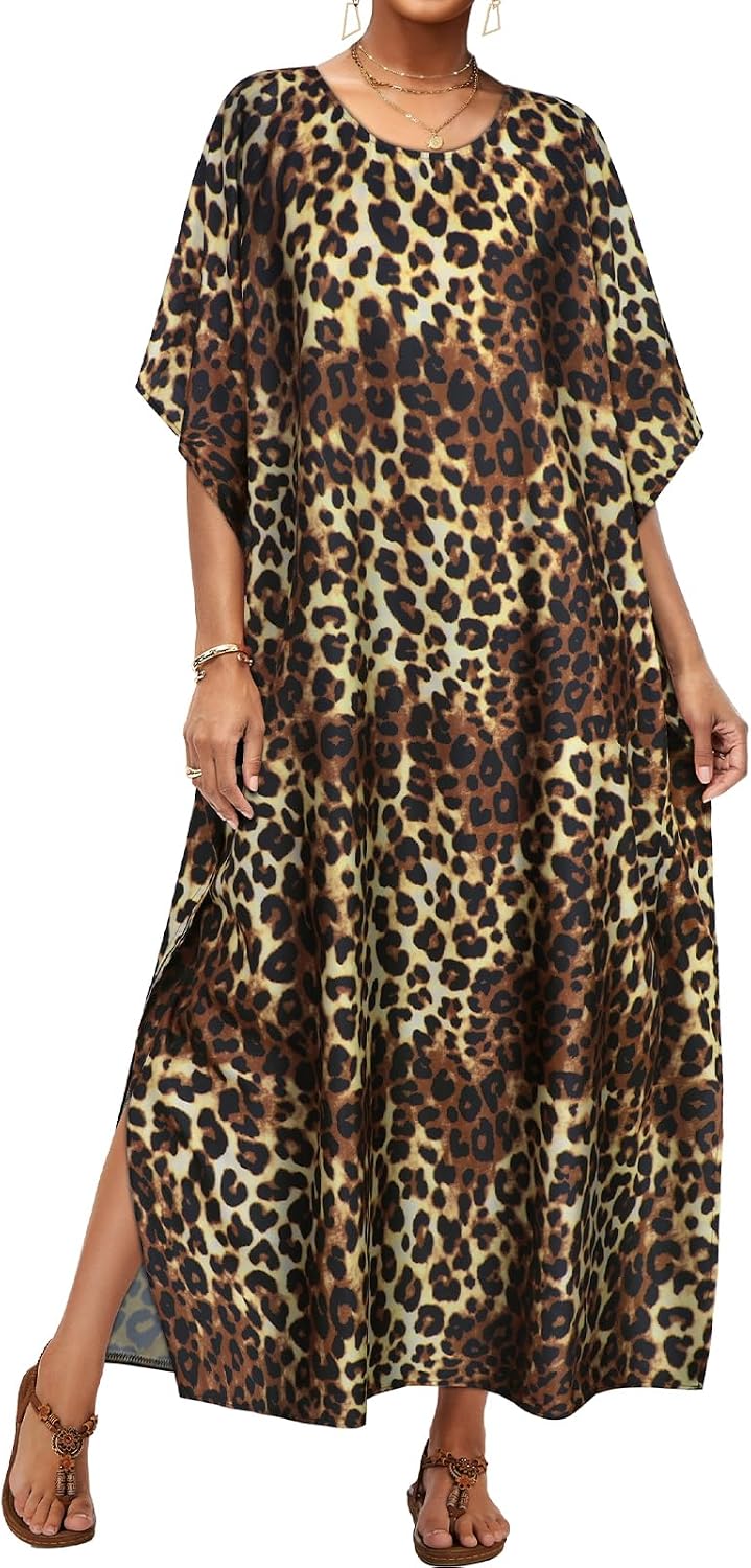 Kaftan Dresses for Women Crew Neck Caftan Swimsuit Cover Up Beach Swimwear