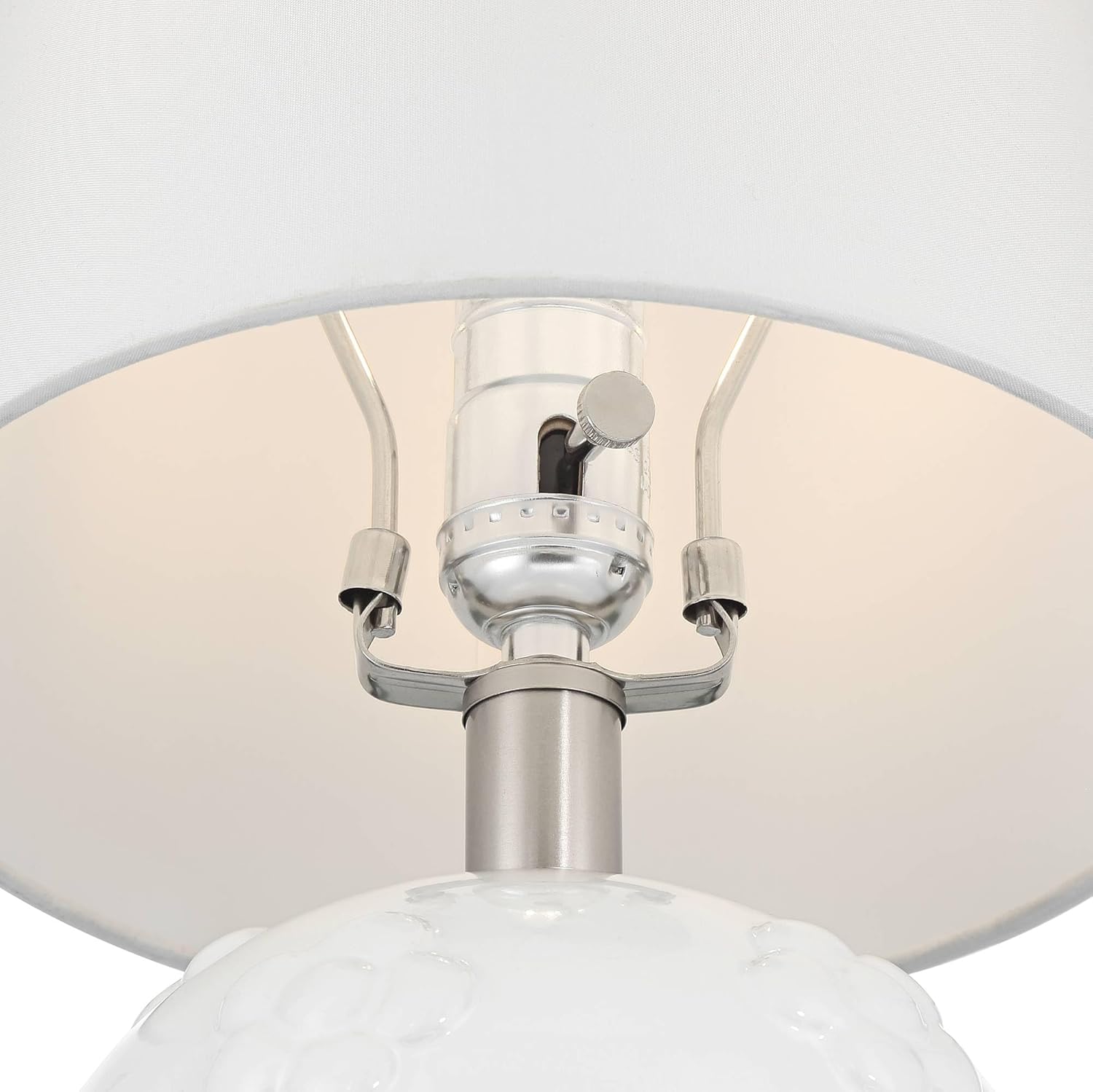 360 Lighting Arianna 16" H White Flower Ceramic Accent Table Lamp Set with Dimmer