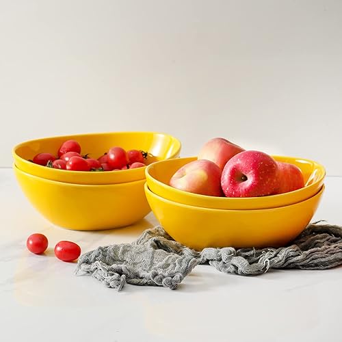 Miniatura 7 de Hasense Tazones grandes para servir, cuencos de cerámica para mezclar ensaladas, platos para servir de 42 onzas para entretenimiento, cuencos