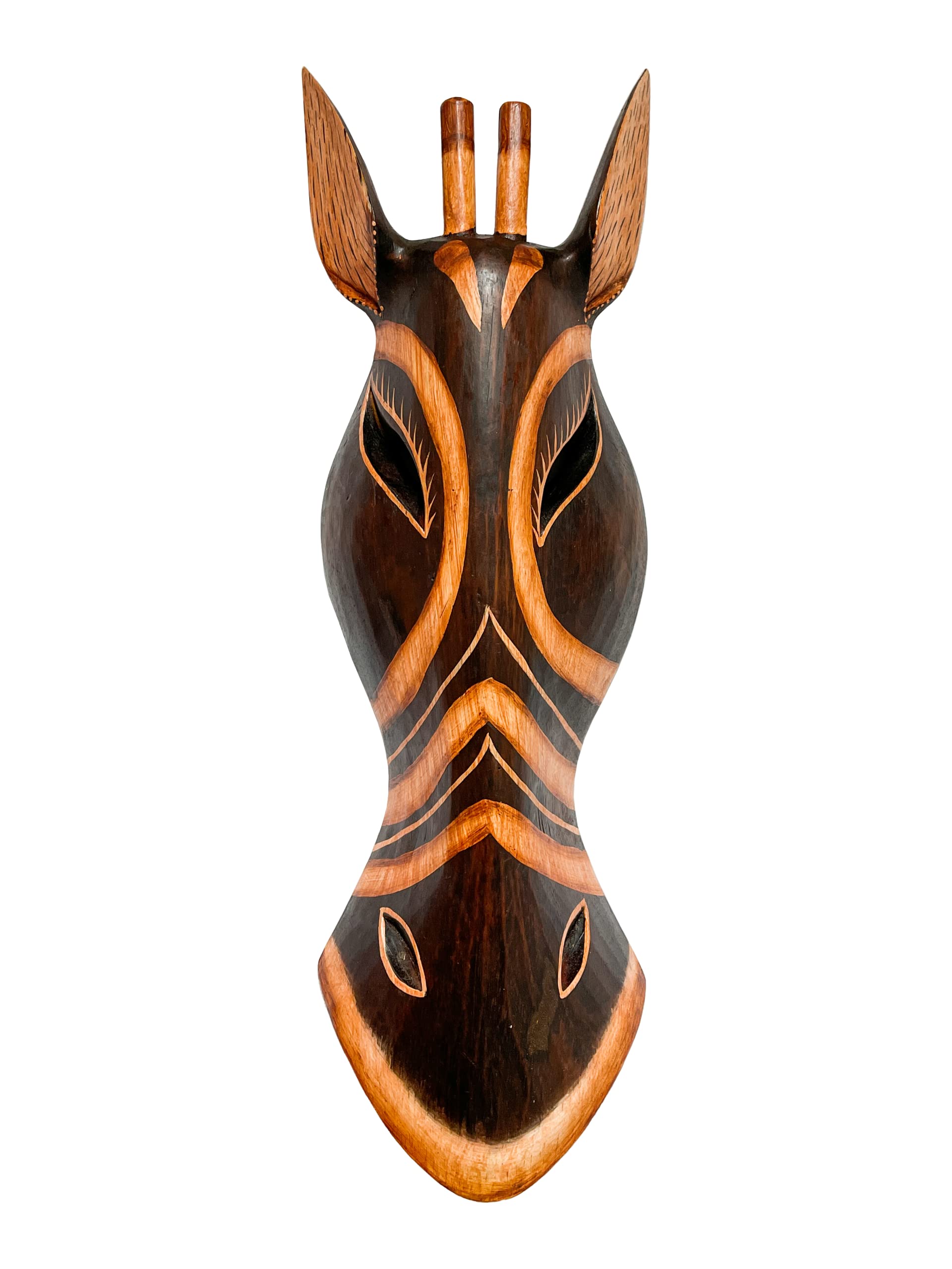 My Family House Wooden Zebra Mask - Brown - Hand Carved - Wall Hanging Animal Figurine (50cm)