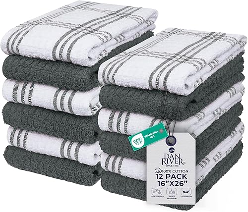 Vista 72 de DAN RIVER Juego de 4 toallas de baño, 27 x 54 pulgadas, 100% algodón, más grandes y ligeras, de secado rápido, súper suaves y absorbentes, toallas