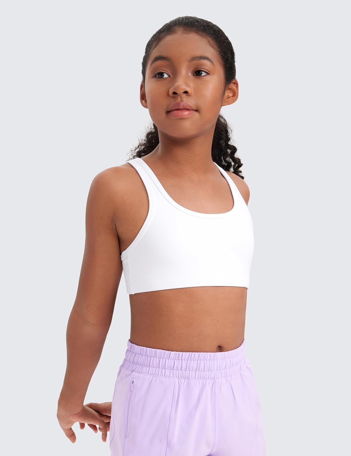 CRZ YOGA Girls Butterluxe Racerback Sports Bra - Yoga Athletic Casual Tops Scoop Neck Padded Crop Kids Teen - Image 2