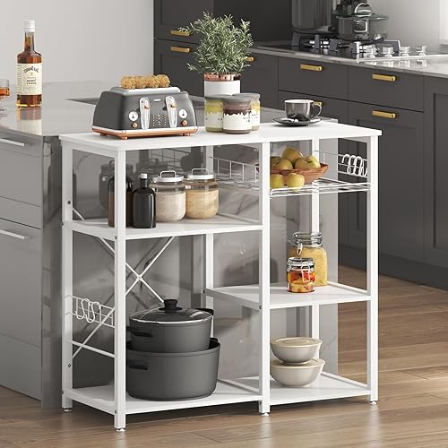 Miniatura 18 de Estante de cocina de 3 niveles de Soges con funciones de soporte para horno de microondas, carrito de almacenamiento y estante para área de trabajo,