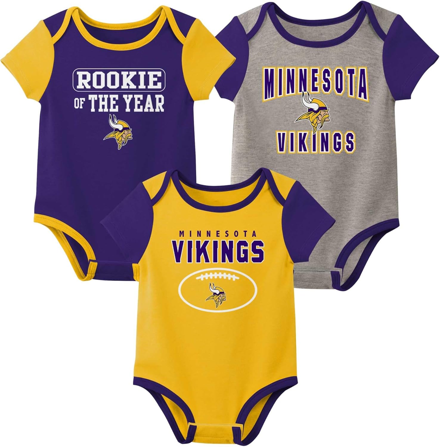 Outerstuff NFL Newborn Infants Rookie 3 Piece Creeper Bodysuit Romper Set