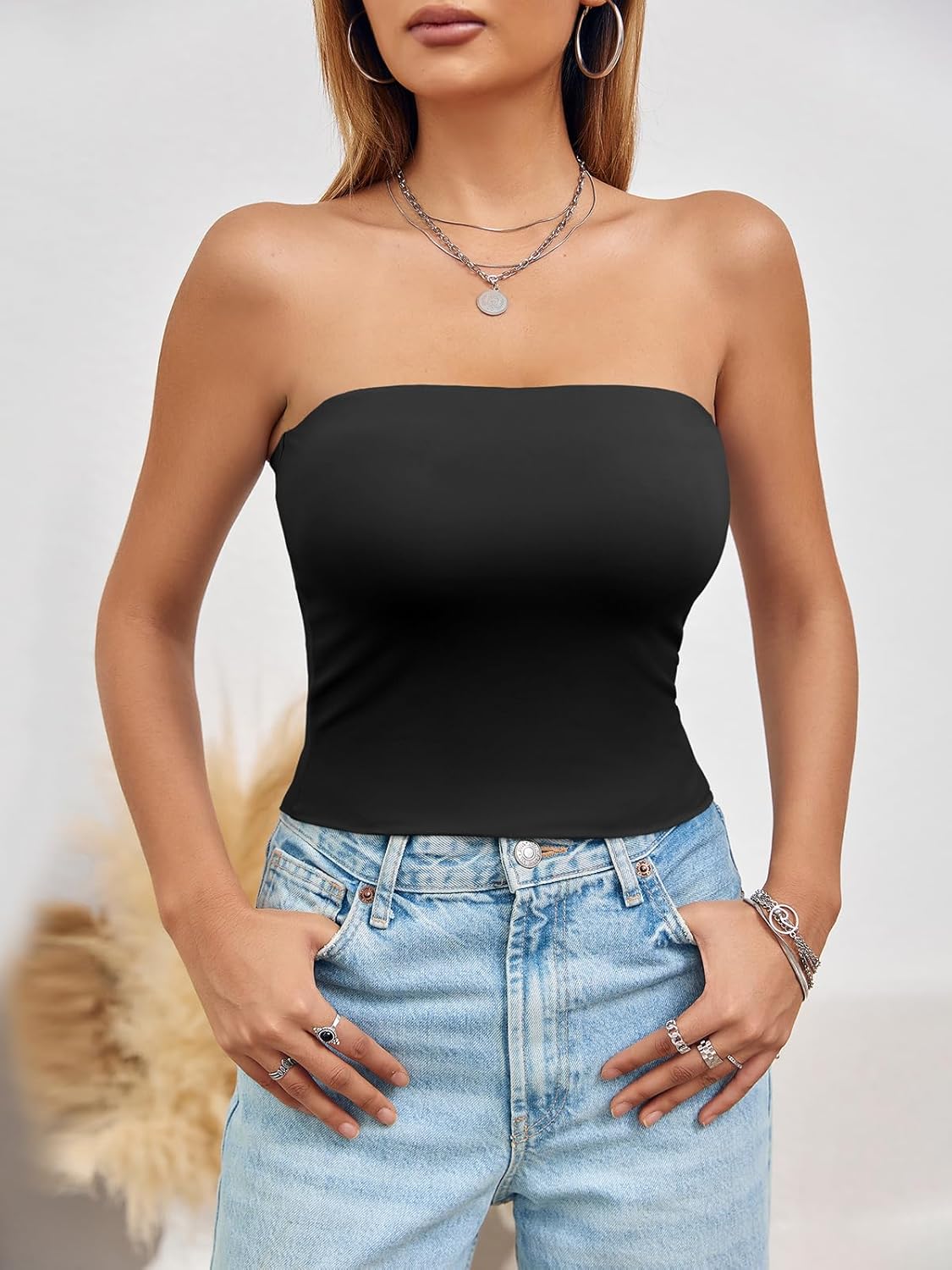 Imily Bela Womens Summer Tube Tops Strapless No Pad Clubwear Y2K Going Out Stretchy Basic Casual Cami Tops - Image 2
