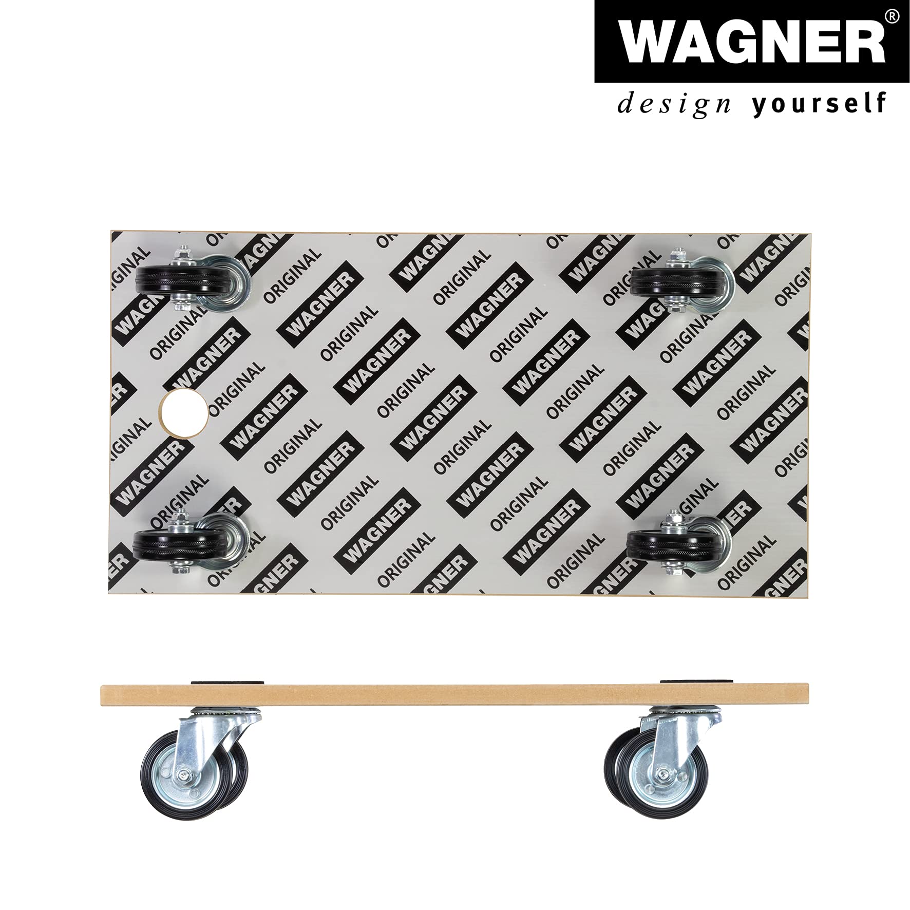 WAGNER Carrello da trasporto MM 1316 I 57,5 x 30 cm I ruote in gomma piena silenziose I cuscinetti antiscivolo I rivestimento speciale I portata 250 kg I facile da pulire I robusto - 20131601