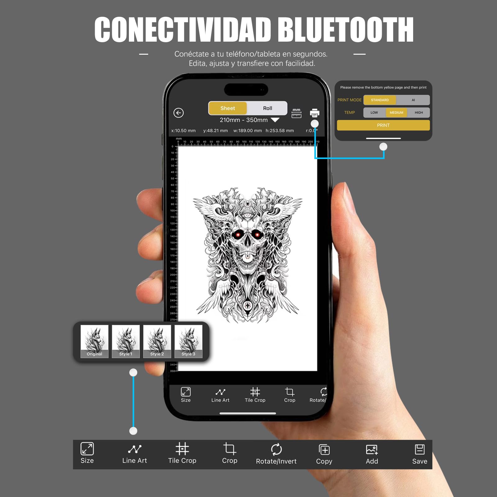 Dragonhawk A4 Impresora Térmica Inalámbrica para Esténciles de Tatuajes Portátil Compatible con Teléfono Tablet PC