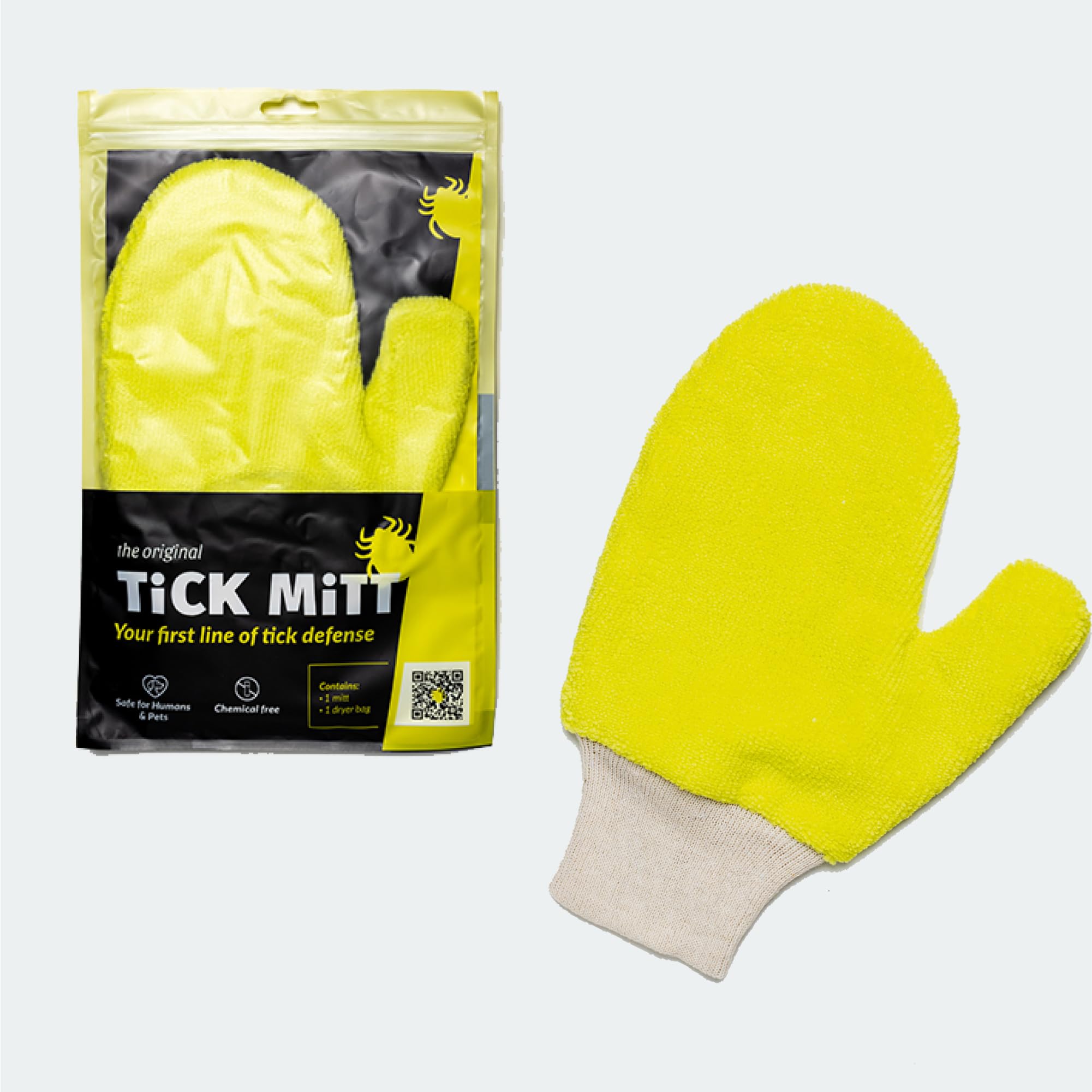 TiCK MiTT Yellow Tick Removal Glove for Humans & Pets - Safely Remove Ticks Effortlessly, Chemical-Free, Durable, Portable Tick Management Tool for Outdoor Adventures & Everyday Use