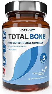 Total Bone® Calcium Magnesium Zinc & Vitamin D3 Supplement - 180 Vegetarian Tablets - 3 Month Supply - High Strength Osteo...