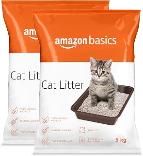 AmazonBasics स्कूपेबल स्मार्ट बेंटोनाइट कैट लिटर, 5Kg 2 का पैक