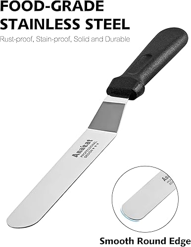 Miniatura 7 de Anaeat Espátula de glaseado profesional para tartas con hoja de acero inoxidable de 6 pulgadas, cuchillo de glaseado grueso con mango de plástico