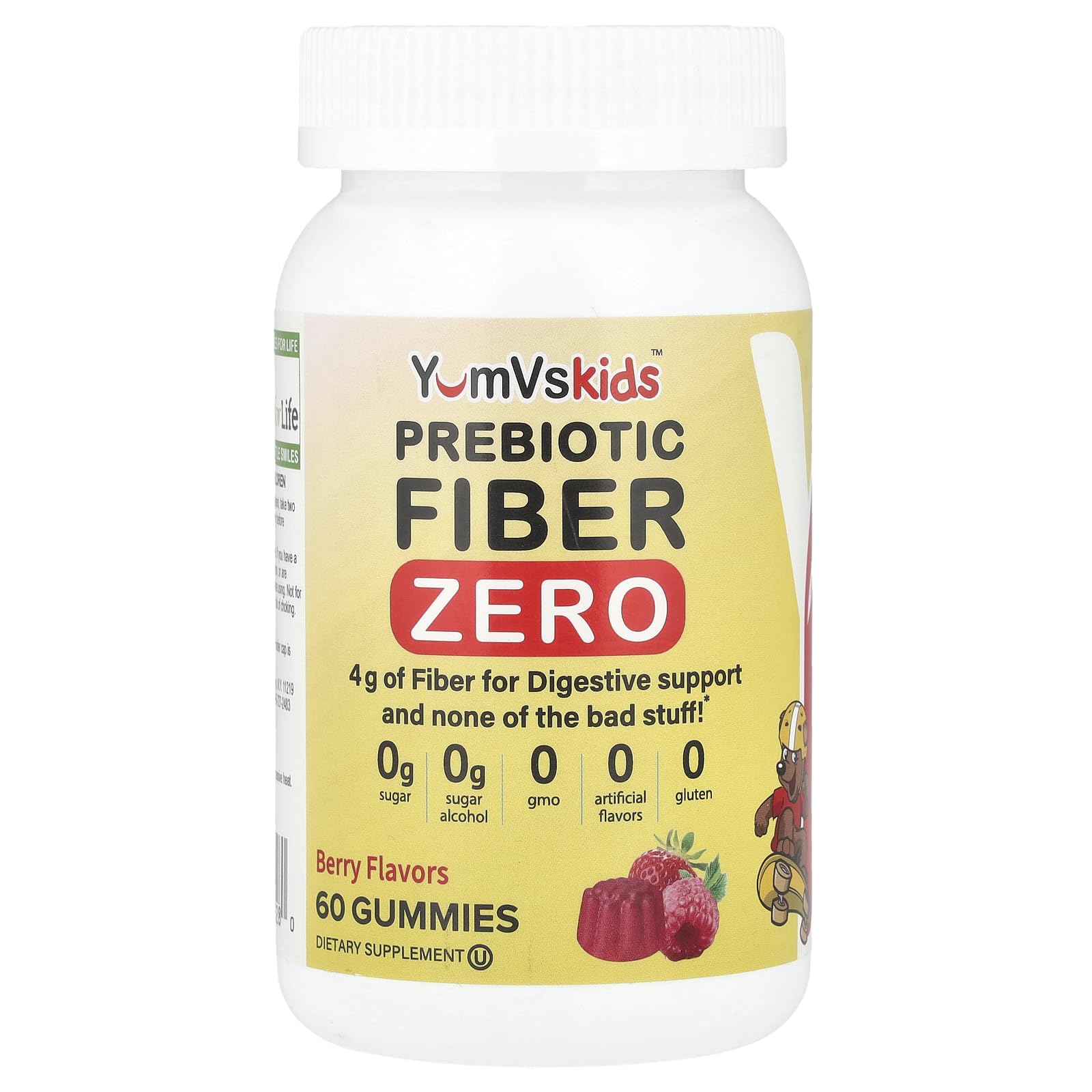 YUM-V'S Sugar Free Fiber Gummies, Prebiotic 4 g, Berry (60 Count) 60 Count (Pack of 1)