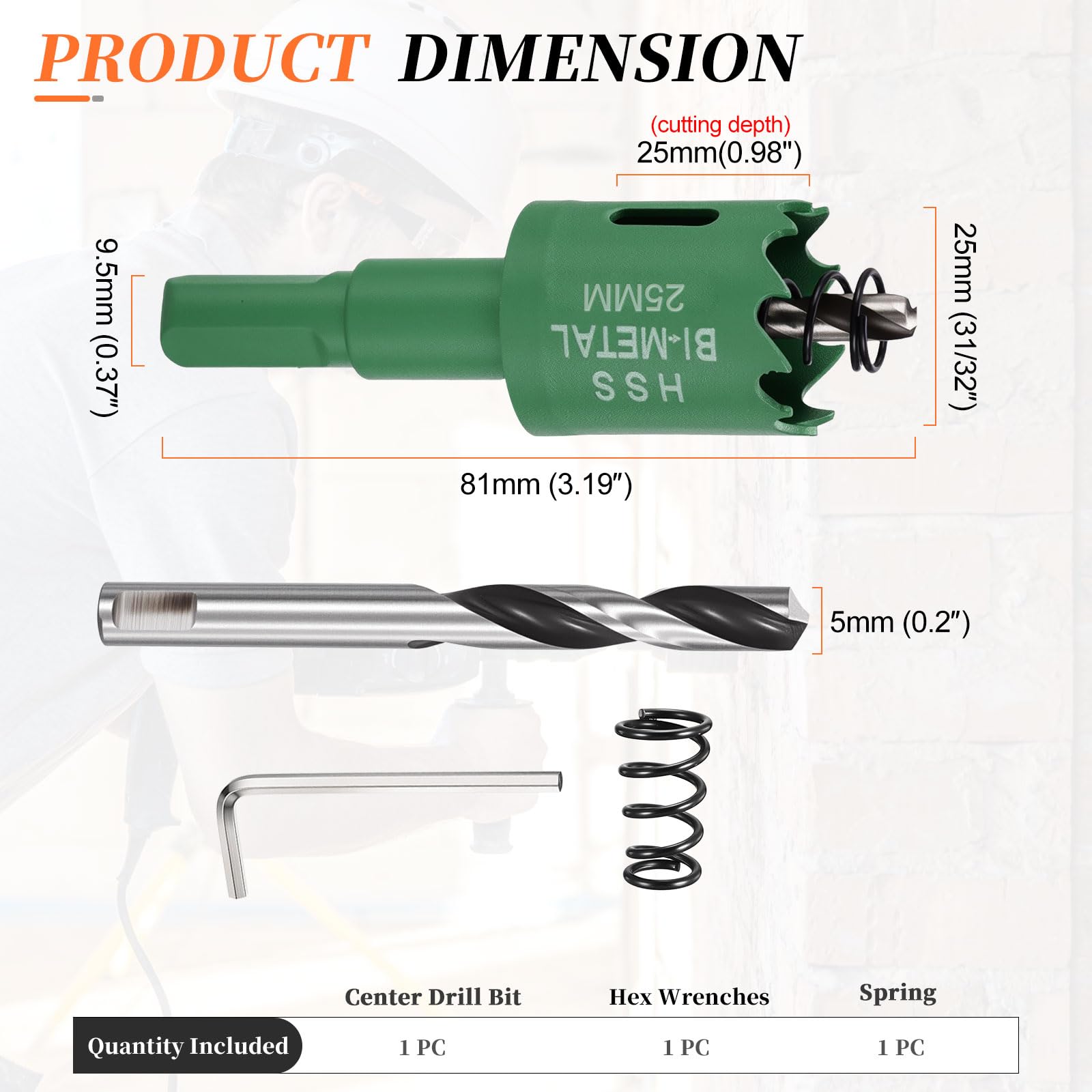 METALLIXITY Bi-Metal Hole Saw 31/32", M42 HSS Circular Head 25mm Hole Cutter with Center Drill Bit - Image 2