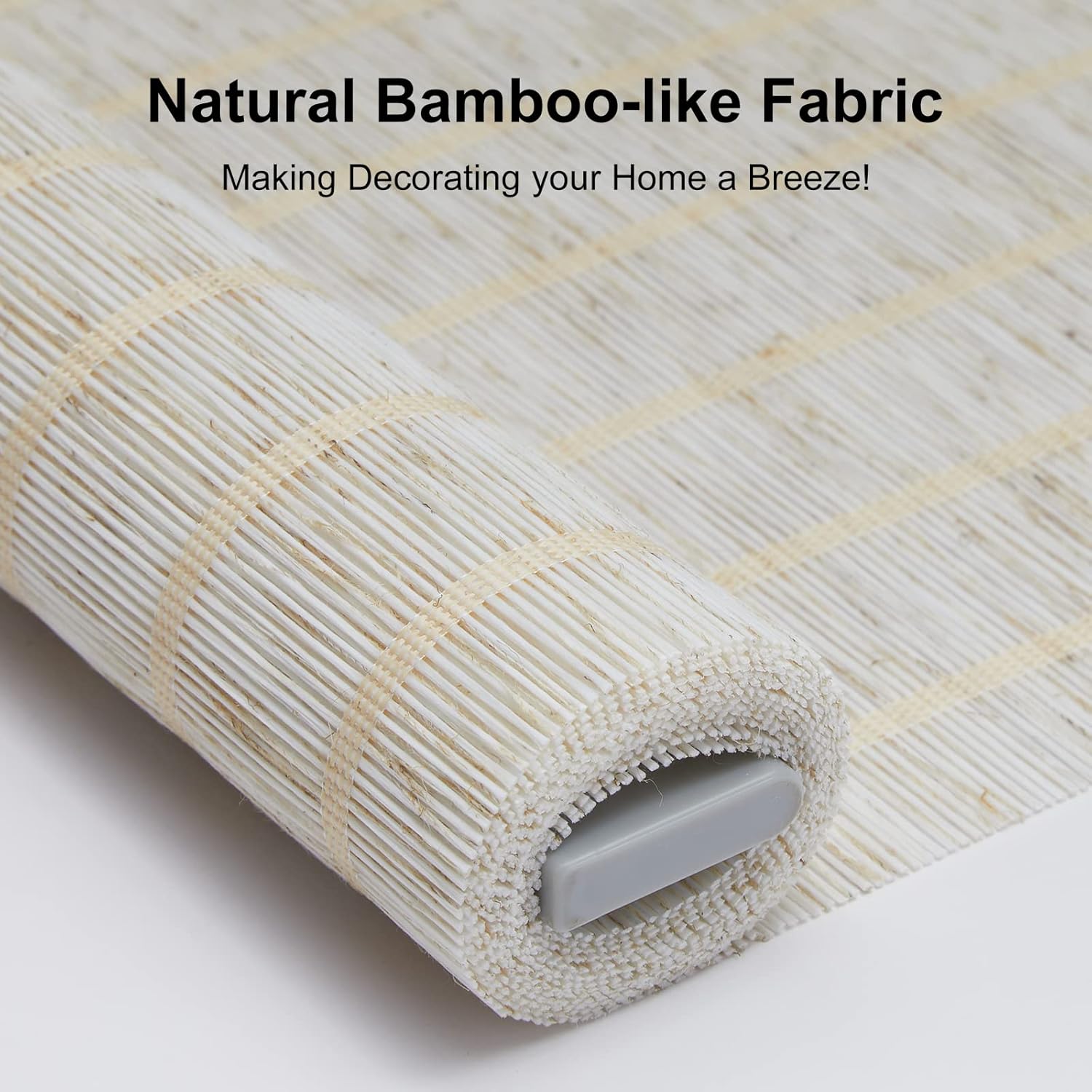 Natural Bamboo Look Cordless Blinds with Cassette, Free-Stop Shades & Blinds, Light Filtering Roller Shades for Home, Roller Window Shades, Door Blinds for Windows, Cream, 23" W x 72" H