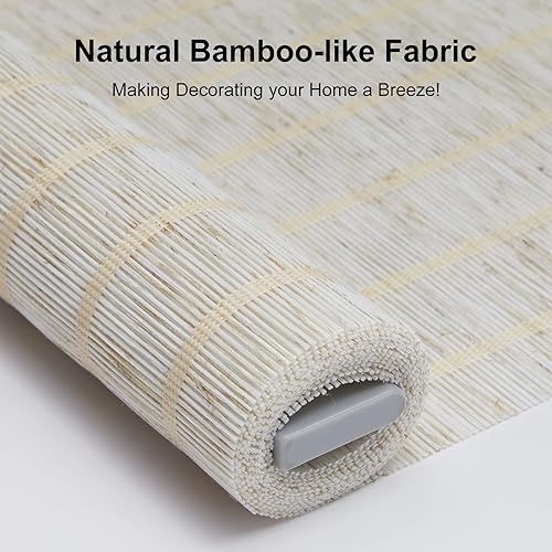 Miniatura 2 de Persianas sin cordones con casete con aspecto de bambú natural, persianas y persianas de parada libre, persianas enrollables con filtro de luz para
