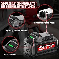 Powtree 2x 18V 5.5Ah Milwaukee M18 Akkumulátor Csere Kompatibilis 4
