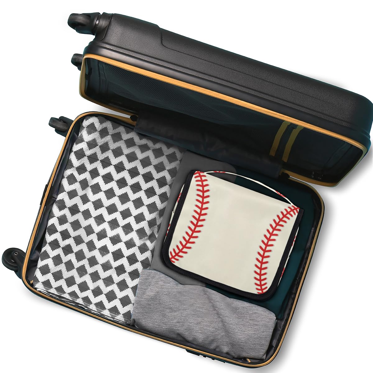 Neceser de viaje colgante de béisbol para niños, organizador de cosméticos para mujeres, bolsa de maquillaje para hombres, kit de afeitado, bolsa de ducha con gancho resistente, Béisbol,
