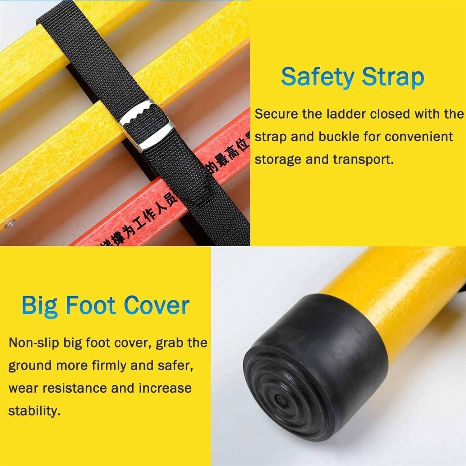 OKUOKA Ladders,Heavy Duty Folding Telescoping Ladder with Hooks & Laod 150Kg, Non Conductive Telesextension Ladders for Attic & Outdoor Building/2M/6.5Ft